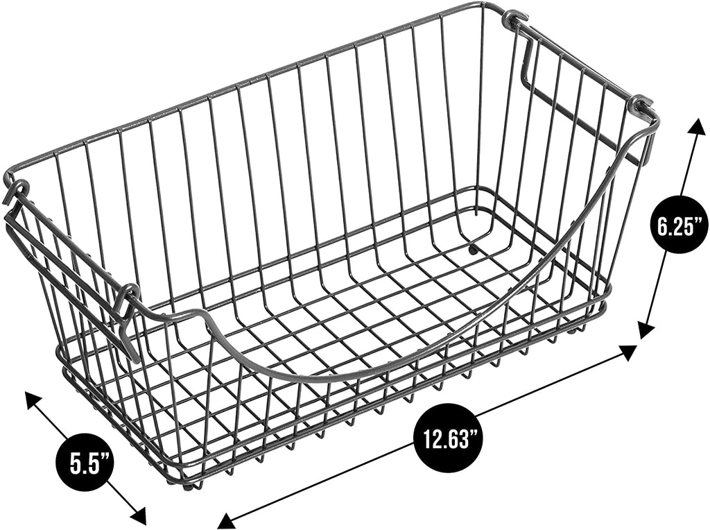 Medium Metal Wire Stacking Baskets with Handles